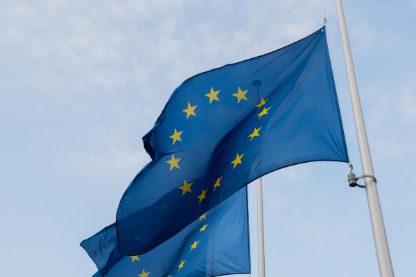 European flags at half-mast in solidarity with the victims of the recent floodings in Belgium, Germany, the Netherlands and Luxembourg